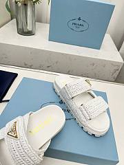 Prada Crystal Slip-On White Sandals - 6