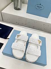 Prada Crystal Slip-On White Sandals - 2