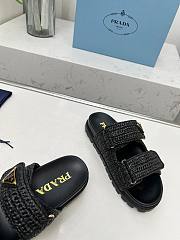 Prada Crystal Slip-On Black Sandals - 5