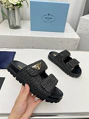 Prada Crystal Slip-On Black Sandals - 4