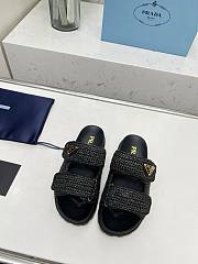 Prada Crystal Slip-On Black Sandals - 3