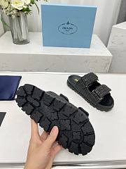 Prada Crystal Slip-On Black Sandals - 2