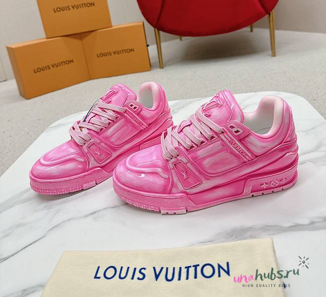 Louis Vuitton LV Trainers Fuchsia Low Top Pink Sneaker - 1