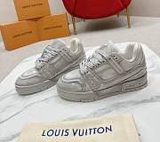 Louis Vuitton LV Trainers Fuchsia Low Top Gray Sneaker - 1