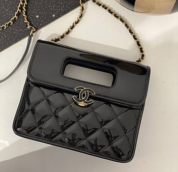 Chanel 23S black patent tote bag 