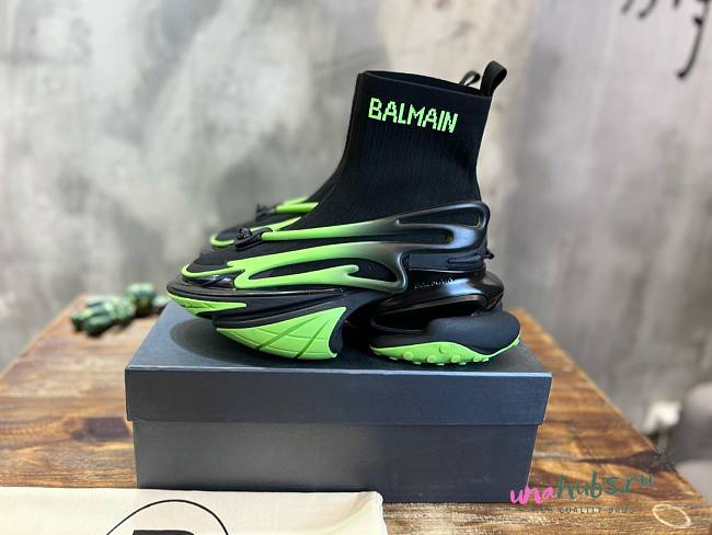 Balmain Unicorn black neon knitted sneaker - 1