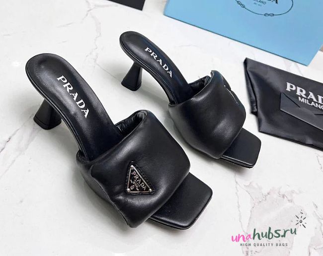 Prada sofl black padded heeled sandals - 1