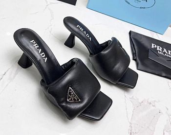 Prada sofl black padded heeled sandals