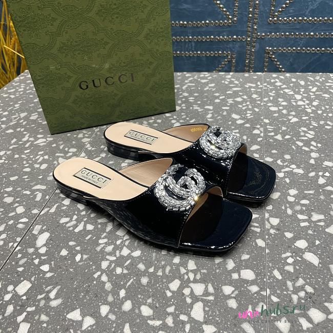 Gucci Double G Patent Leather Sandals - 1