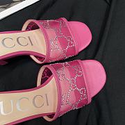 Gucci GG pink embellished mesh mules - 2