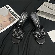 Gucci GG black embellished mesh mules - 1