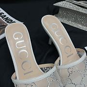 Gucci GG white embellished mesh mules - 4