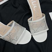 Gucci GG white embellished mesh mules - 5