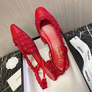 Chanel SS2020 red tweed slingback heels - 2