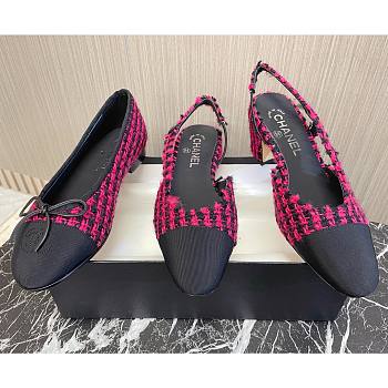 Chanel SS2020 pink tweed slingback heels