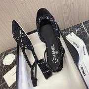 Chanel SS2020 black tweed slingback heels - 5