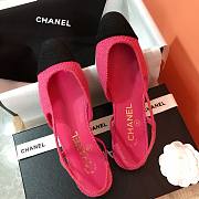 Chanel SS2020 pink black tweed slingback heels - 5