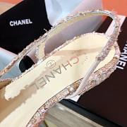 Chanel SS2020 white beige tweed slingback heels - 5