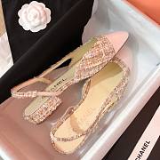 Chanel SS2020 white beige tweed slingback heels - 2