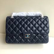 Chanel 1112 Navy Blue 30cm Lambskin Leather Flap Bag With Silver Hardware - 1