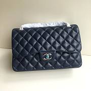 Chanel 1112 Navy Blue 30cm Lambskin Leather Flap Bag With Silver Hardware - 3