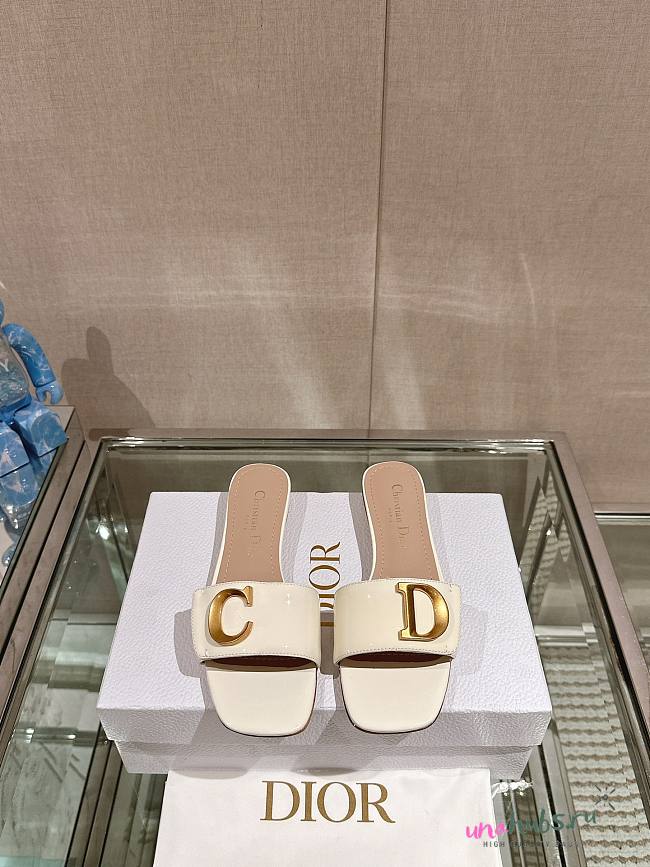 Dior C'est White Patent Heeled Slide - 1