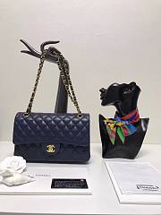 Chanel 1112 Navy Blue 25cm Lambskin Leather Flap Bag - 4