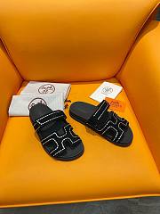 Hermes Chypre black leather sandal - 3