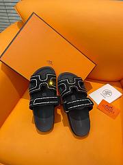 Hermes Chypre black leather sandal - 4