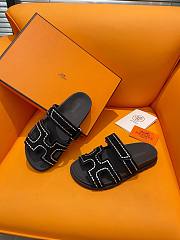 Hermes Chypre black leather sandal - 6