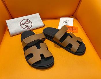 Hermes Chypre Brown leather sandal