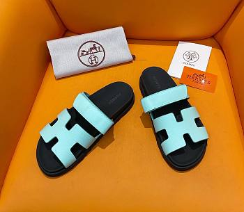 Hermes Chypre blue neon leather sandal