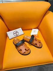 Hermes Chypre black/ brown leather sandal - 6