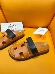 Hermes Chypre black/ brown leather sandal - 5