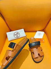 Hermes Chypre black/ brown leather sandal - 4
