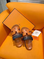 Hermes Chypre black/ brown leather sandal - 3