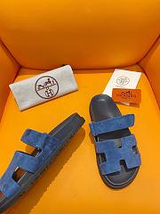 Hermes Chypre blue suede sandal - 5