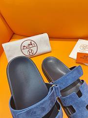 Hermes Chypre blue suede sandal - 6