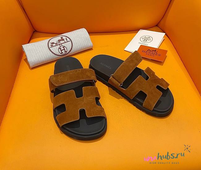 Hermes Chypre brown suede sandal 02 - 1