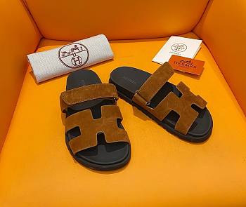 Hermes Chypre brown suede sandal 02