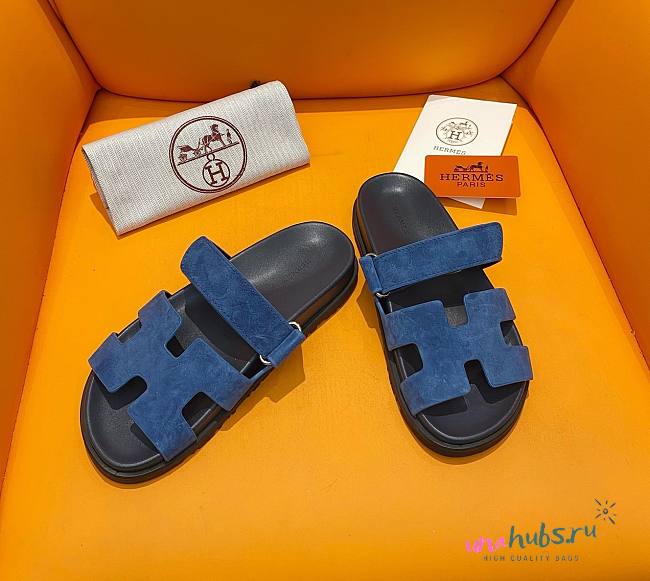 Hermes Chypre blue suede sandal - 1