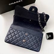 Chanel CF 1112 navy blue 30cm caviar leather silver hardware bag - 4