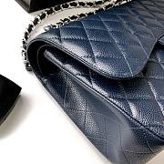 Chanel CF 1112 navy blue 30cm caviar leather silver hardware bag - 3