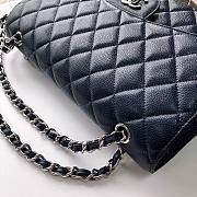 Chanel CF 1112 navy blue 30cm caviar leather silver hardware bag - 2