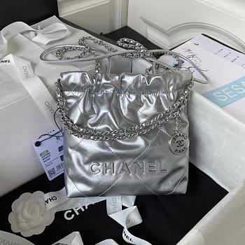 Chanel 22 mini all silver tote bag AS3980