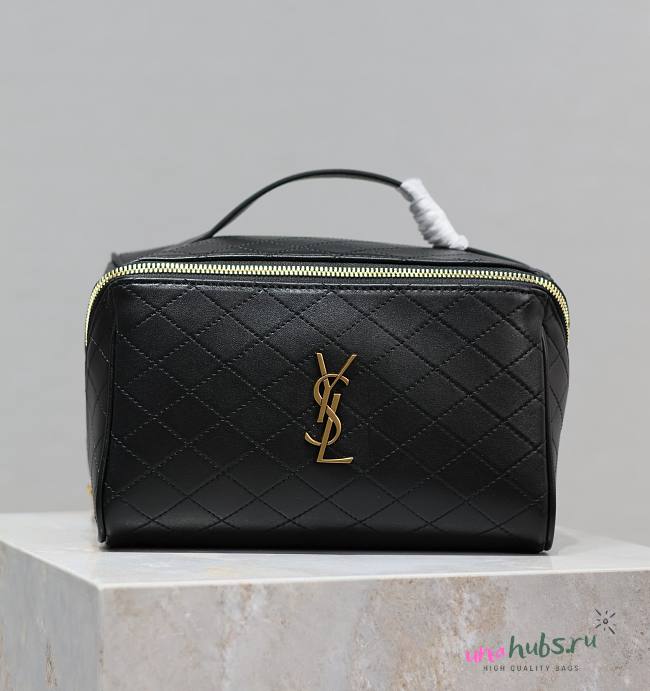 YSL black gaby leather makup case  - 1