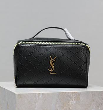 YSL black gaby leather makup case 