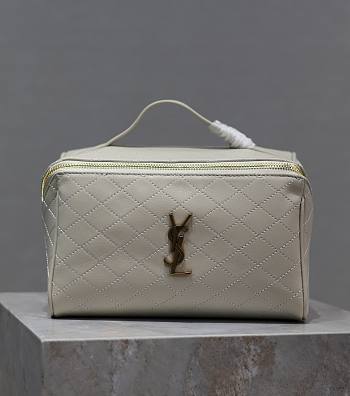 YSL white gaby leather makup case