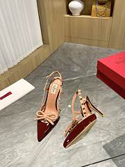 Valentino Garavani  Rockstud Bow Red Slingback Heels - 6