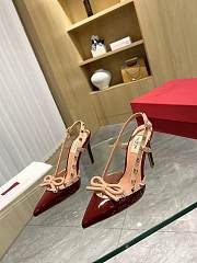 Valentino Garavani  Rockstud Bow Red Slingback Heels - 5